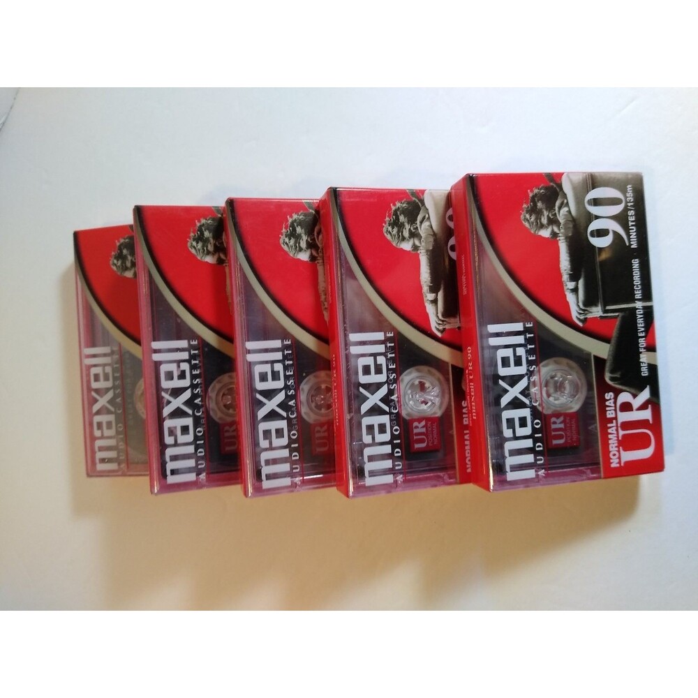 Maxell UR C-90 Type I Blank Cassette Tape 5pk UR90 Vintage Audio Tapes Lot of 5